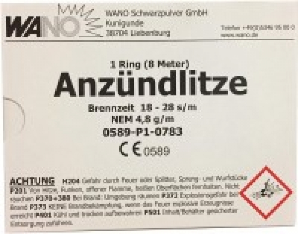 Anzündlitze 8m, Gelb, 18-28 s/m